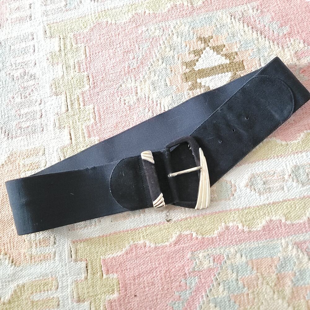 Express Black Suede Buckle Stretch Belt
L